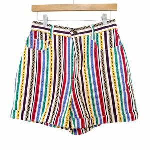 Vintage Not Guilty Multicolor Striped Printed Jean Shorts Sz 11/12